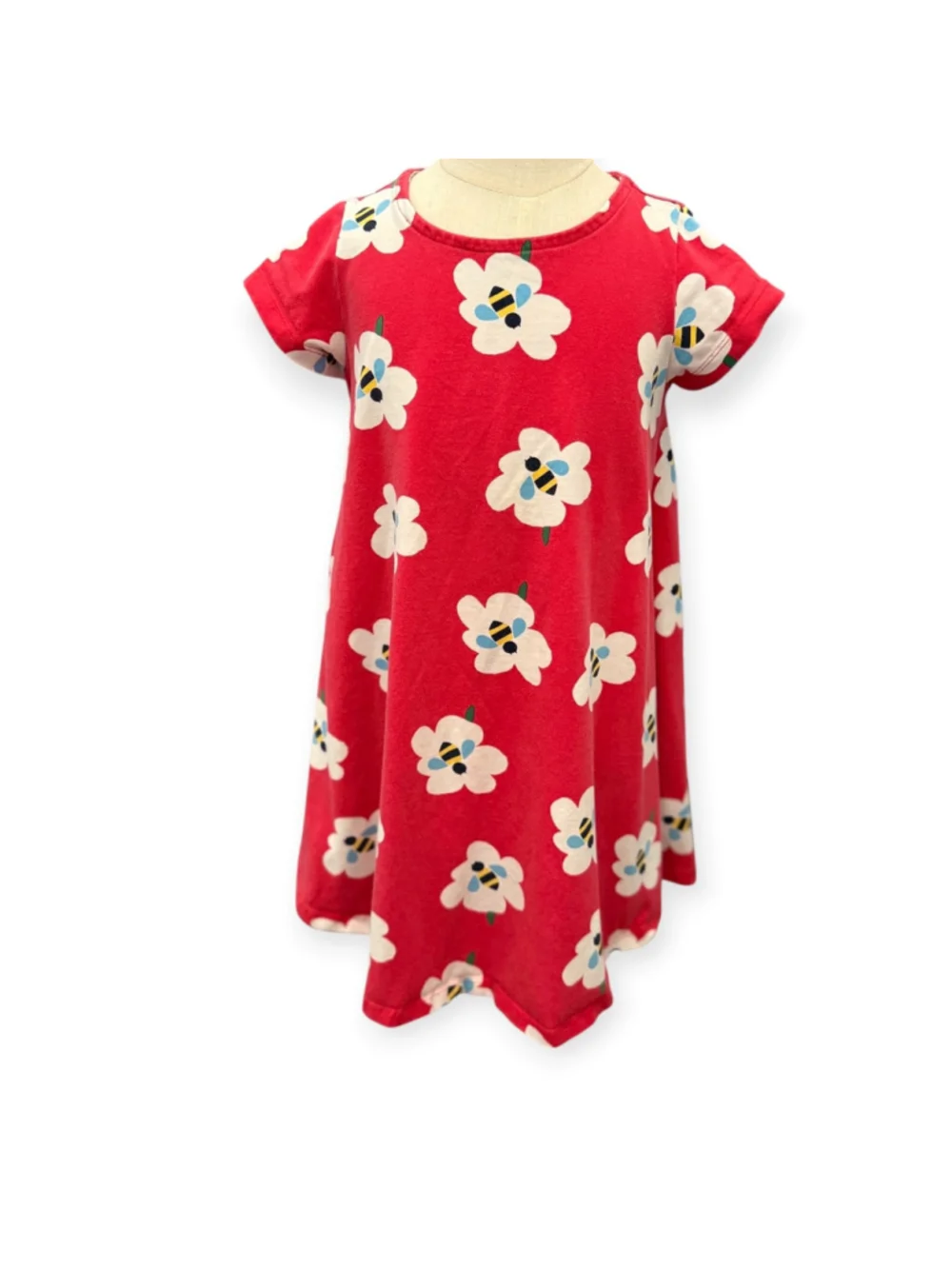 Hanna Andersson Girls Bee Floral Swing Dress Size 120 US 6-7 Red